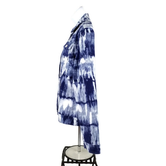 1 Bliss Lane Blue White Tie Dye Print Denim Jacket Womens Size Medium NWOT - Picture 8 of 12